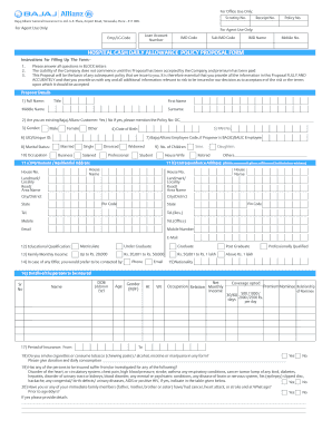 Hospital Cash Daily Allowance Policy Proposal Form