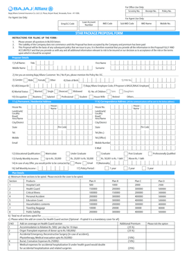 Bajaj Allianz Star Package Proposal Form