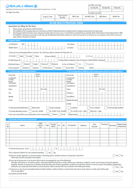 Bajaj Allianz Silver Health Proposal Form