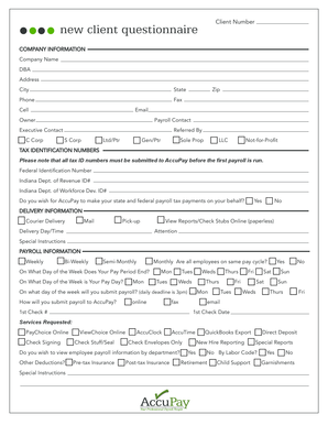 AccuPay New Client Questionnaire