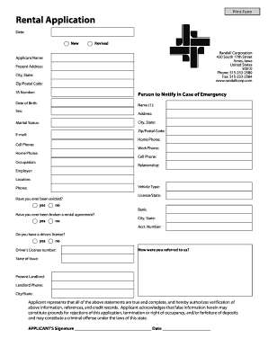 Rental Application Form