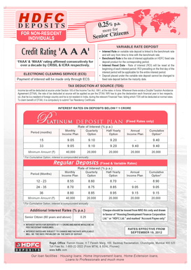 HDFC Variable Rate Deposit Form