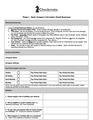 Small Business Payroll Setup Form