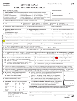 Hawaii Basic Business Application Form BB-1