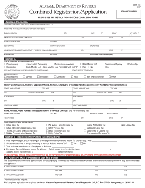 Alabama COM: 101 Combined Registration/Application