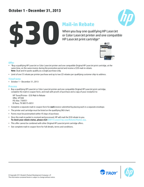 HP $30 Mail-in Rebate Form