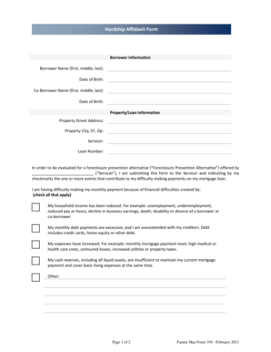 Hardship Affidavit Form