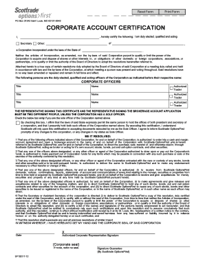 Corporate Account Certification