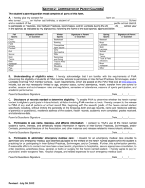 Student Athletic Participation Consent Form
