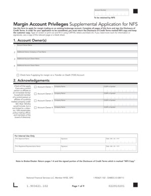 Margin Account Privileges Supplemental Application