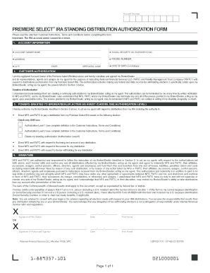 Premiere Select IRA Standing Distribution Authorization Form