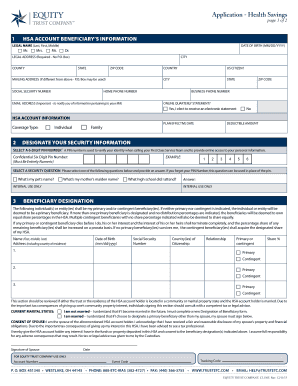 Health Savings Account Application