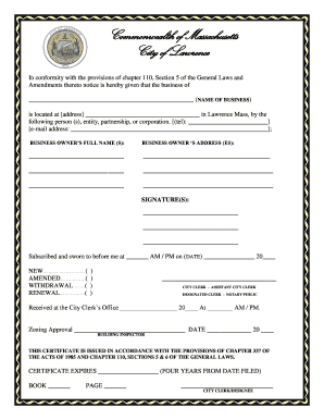 Massachusetts Business License Application