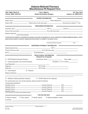 Alabama Medicaid Pharmacy PA Request Form