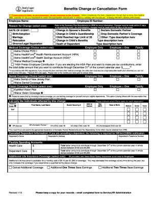 Benefits Change or Cancellation Form