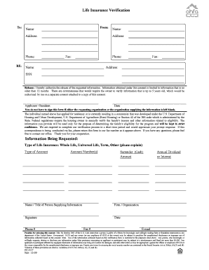 Life Insurance Verification Form
