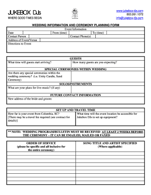 JUKEBOX DJs WEDDING PLANNING & CEREMONY FORM.doc