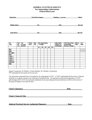 Tax Impounding Authorization Form
