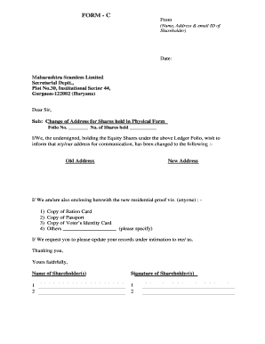 Change of Address for Shares