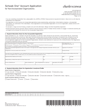 Schwab One Account Application for Non-Incorporated Organizations
