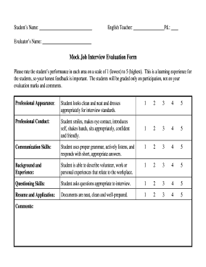 Mock Job Interview Evaluation Form