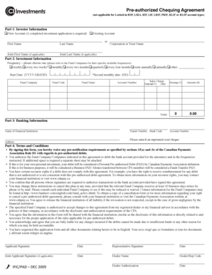 Pre-authorized Chequing Agreement