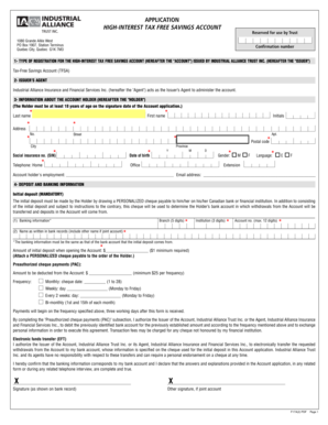 High-Interest Tax Free Savings Account Application