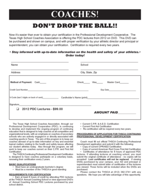 Texas High School Coaches Association Certification Application