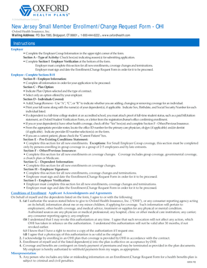 New Jersey Small Member Enrollment/Change Request Form