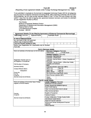 Form 83 - External Commercial Borrowing Report