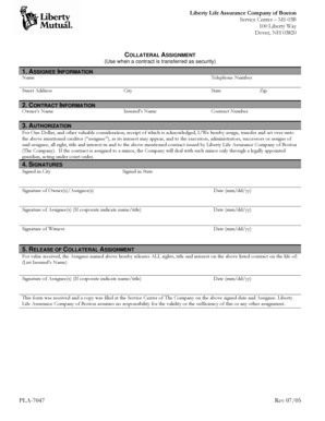 Collateral Assignment Form