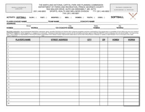 Maryland Softball Roster Add & Delete Form