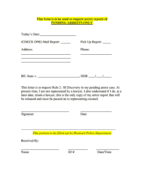 Arrest Report Request Form