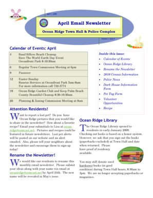 April Email Newsletter - Town of Ocean Ridge
