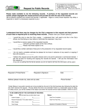 Missouri Public Records Request Form