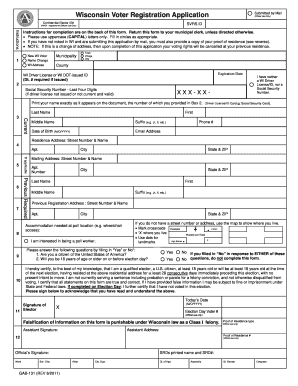 Wisconsin Voter Registration Application