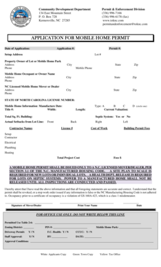 Application for Mobile Home Permit