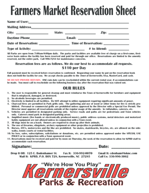 Park Facility Reservation Form