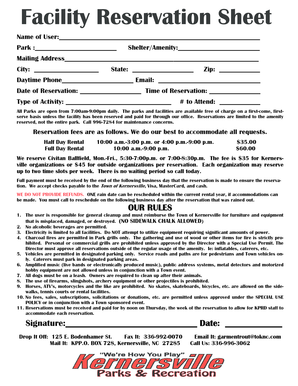Kernersville Park Reservation Form