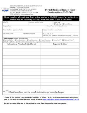 Missouri Permit Revision Request Form