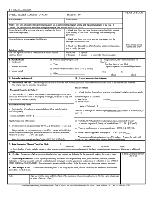 US Bankruptcy Proof of Claim Form