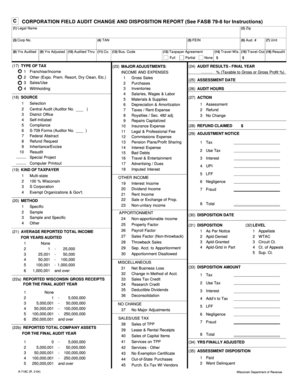 Wisconsin Corporation Field Audit Change and Disposition Report