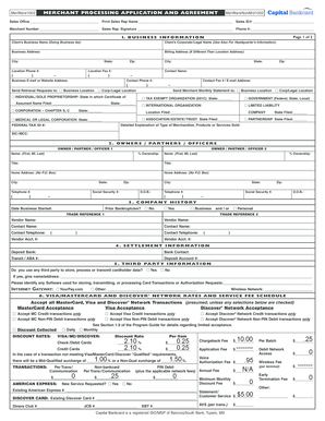 Merchant Processing Application and Agreement