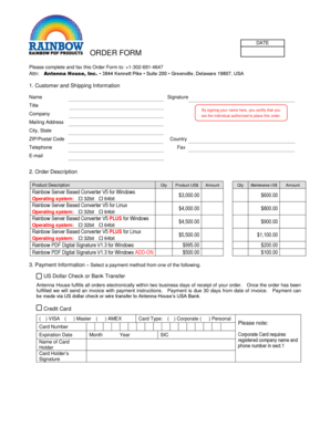 Rainbow PDF Purchase Order Form