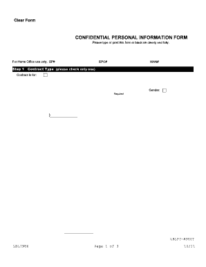 Confidential Personal Information Form