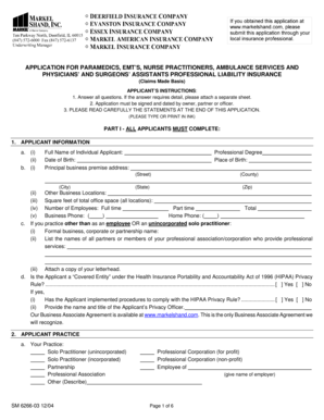 Professional Liability Insurance Application