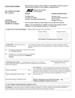 Citizens Stock Exchange Election Form