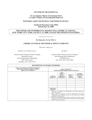 Letter of Transmittal for Common Stock