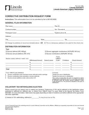 Lincoln American Legacy Retirement Corrective Distribution Request Form