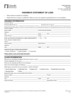 Insured’s Statement of Loss Form